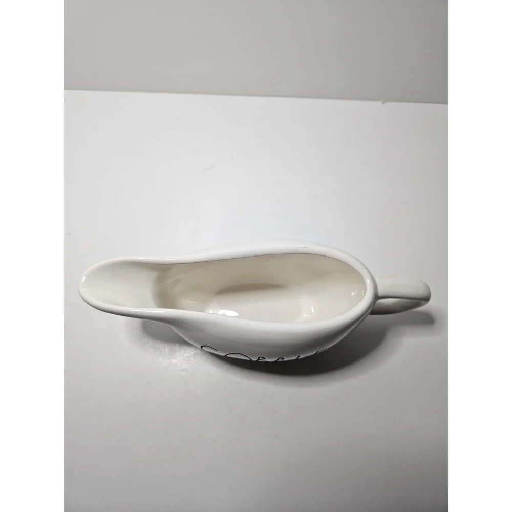 Rae Dunn Gobble Ceramic Gravy Boat White Thanksgiving Autumn Fall Tableware